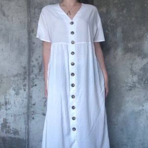 ASOS White V Neck Button Up Smock Dress